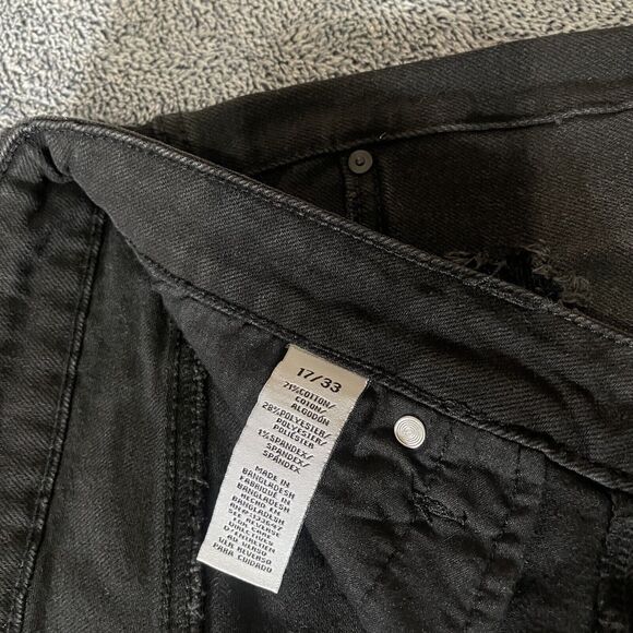 CELEBRITY PINK The Sugar Mid-Rise Frayed Denim Shorts - Black 17/33 Button Fly - Picture 5 of 6